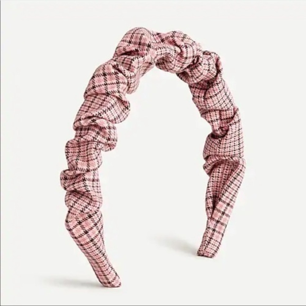 J. Crew Scrunchie Headband In Pink Plaid